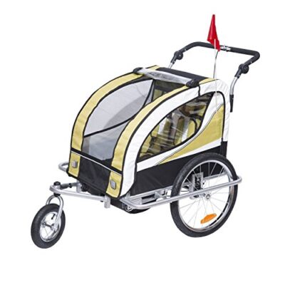 homcom 440 001yl 2 in 1 fahrradanhnger jogger 360 drehbar fr kinder gelb 1