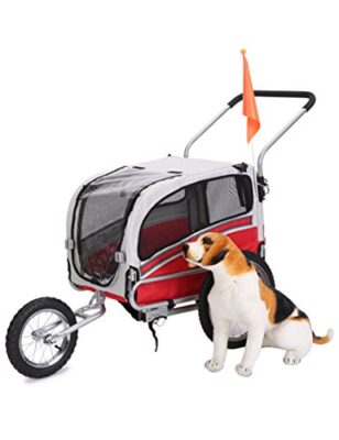leonpets haustier transportwagenanhnger fr jogger und fahrrad rot 20303